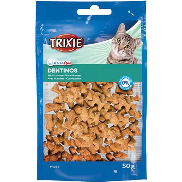 TRIXIE DENTA FUN DENTINOS - VITAMÍNY 50G TRIXIE - DENTÁLNÍ PAMLSKY PRO KOČKY - CHOVATELSKÉ POTŘEBY MALVÍKZOO