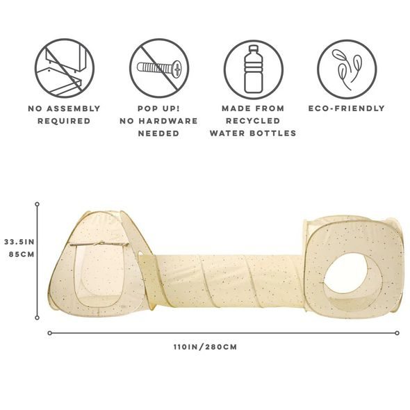 3 SPROUTS DĚTSKÝ STAN A TUNEL 3V1 RECYCLED TERRAZZO BEIGE - UV STANY - PRO DĚTI