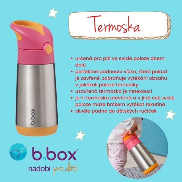 B.BOX TERMOSKA NA PITÍ S BRČKEM 350ML - TERMOOBALY A TERMOSKY - KRMENÍ