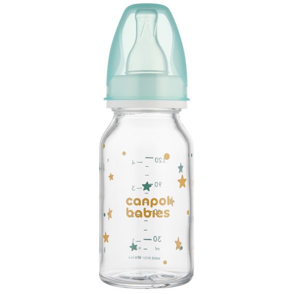 CANPOL BABIES LAHEV SKLENĚNÁ S ÚZKÝM HRDLEM TOYS 120ML - KOJENECKÉ LAHVE - KRMENÍ
