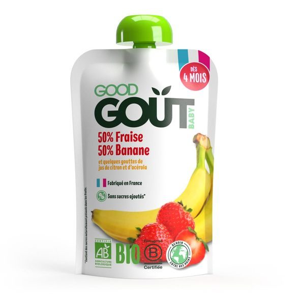 GOOD GOUT BIO JAHODA S BANÁNEM (120 G) - OVOCE/DEZERTY - KRMENÍ