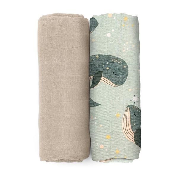 PETITE&MARS PŘIKRÝVKA BAMBUSOVÁ MUŠELÍNOVÁ 2KS MISTY CELESTIAL PLANETS 120 X 120 CM - ZAVINOVACÍ PLENY / OSUŠKY VELKÉ - PŘEBALOVÁNÍ