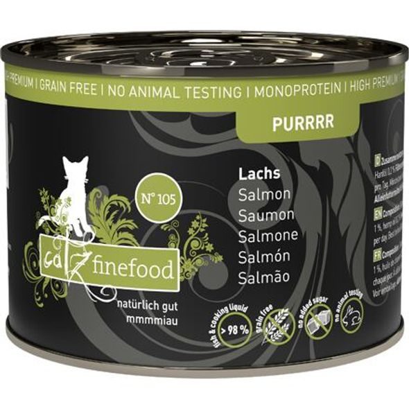 CATZ FINEFOOD KONZERVA CF PURR NO.105 - S LOSOSEM 190 G - KONZERVY PRO KOČKY - CHOVATELSKÉ POTŘEBY MALVÍKZOO