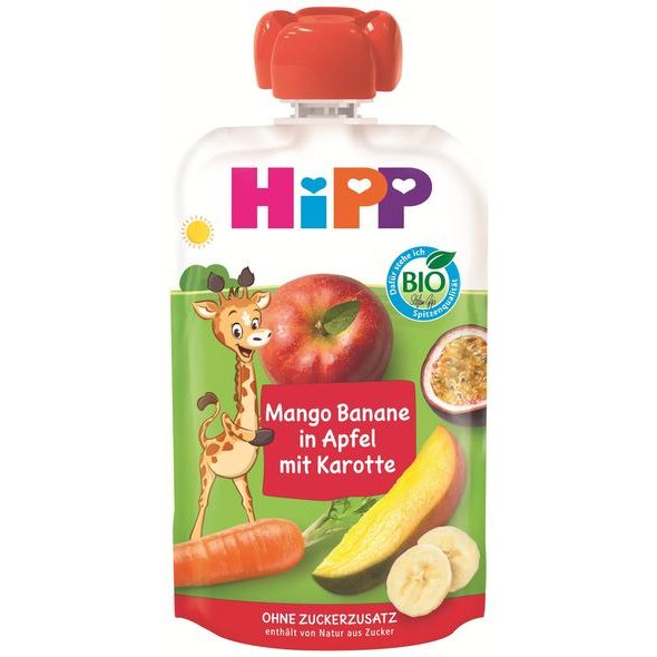 HIPP BIO KAPSIČKA JABLKO BANÁN MANGO MRKEV 100 G - EXPIRACE 28.8.2026 - KAPSIČKY - KRMENÍ