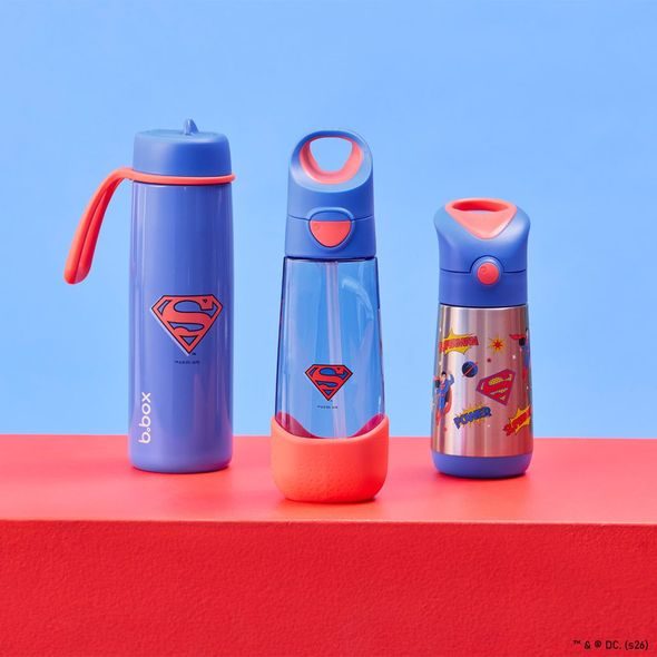 B.BOX LAHEV NA PITÍ S BRČKEM 600 ML - SUPERMAN | B.BOX - SPORTOVNÍ LAHVE - KRMENÍ