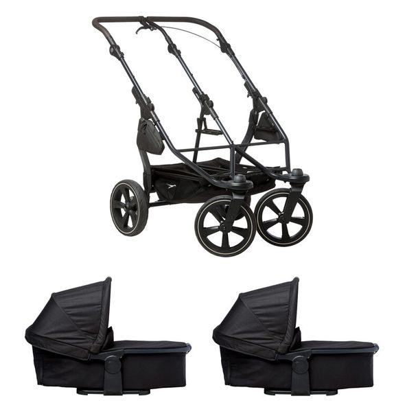 TFK TFK SET DUO2 FRAME 2025 - AIR CHAMBER WHEEL + CARRYCOT BLACK - KOČÁRKY PRO DVOJČATA - KOČÁRKY A PŘÍSLUŠENSTVÍ