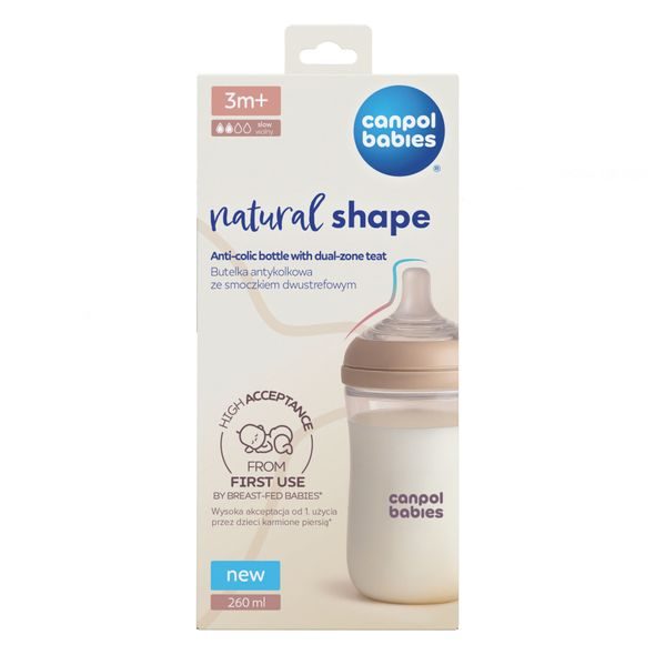 CANPOL BABIES LAHEV ANTIKOLIKOVÁ NATURAL SHAPE 260ML - KOJENECKÉ LAHVE - KRMENÍ