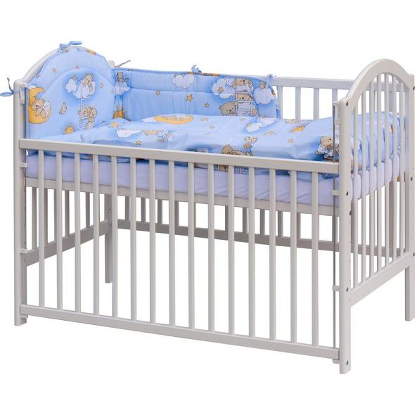 SCARLETT POSTÝLKA 120X60CM S KOMPLETNÍ VÝBAVOU MRÁČEK MODRÁ - DŘEVĚNÉ POSTÝLKY - SPINKÁNÍ