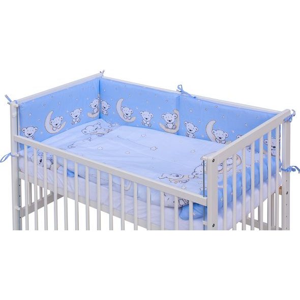 SCARLETT DĚTSKÁ POSTÝLKA S KOMPLETNÍ VÝBAVOU SCARLETT 120 X 60 CM - TORO - MODRÁ - DŘEVĚNÉ POSTÝLKY - SPINKÁNÍ