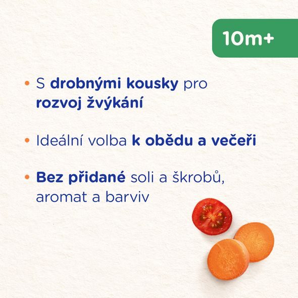 SUNAR PŘÍKRM DUŠENÁ ZELENINA S ČOČKOU 10M+ 190G - MASO/ZELENINA - KRMENÍ