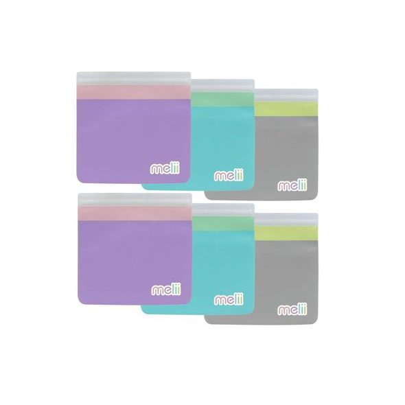 MELII OPAKOVATELNĚ POUŽITELNÉ SÁČKY NA SVAČINU 6KS - JEDNOBAREVNÉ - KAPSIČKY NA JÍDLO - KRMENÍ