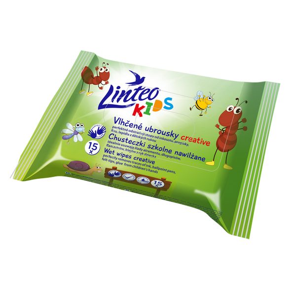 LINTEO KIDS VLHČENÉ UBROUSKY CREATIVE 15 KS - VLHČENÉ UBROUSKY - VŠETKO NA PREBAĽOVANIE