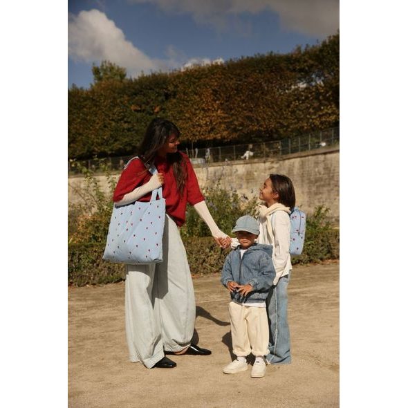 STUDIO NOOS PUFFY MOM BAG LIGHT BLUE HEARTS - ORGANIZÉRY A KOŠÍKY - KOČÁRKY A PŘÍSLUŠENSTVÍ