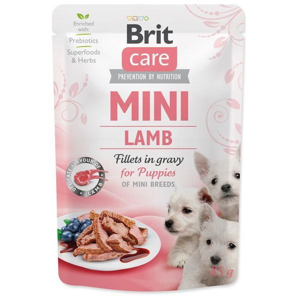 BRIT CARE MINI PUPPY LAMB FILLETS IN GRAVY 85 G - KAPSIČKY PRO PSY - CHOVATELSKÉ POTŘEBY MALVÍKZOO