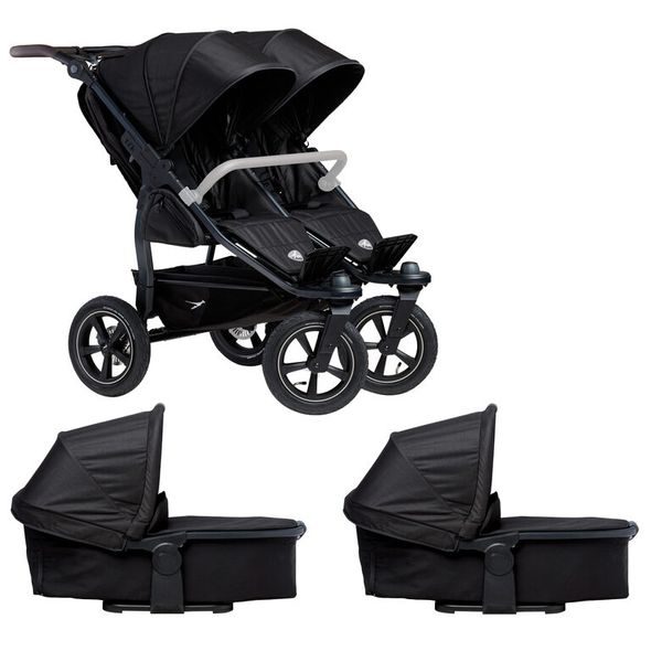 TFK TFK SET DUO2 FRAME 2025 - AIR WHEEL CARRYCOT + SEAT BLACK - KOČÁRKY PRO DVOJČATA - KOČÁRKY A PŘÍSLUŠENSTVÍ