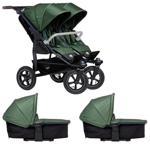TFK TFK SET DUO2 FRAME 2025 - AIR WHEEL CARRYCOT + SEAT OLIVE - KOČÁRKY PRO DVOJČATA - KOČÁRKY A PŘÍSLUŠENSTVÍ