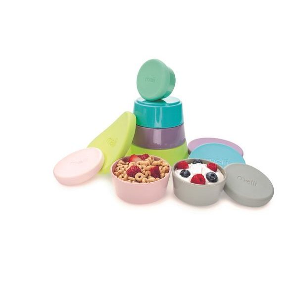 MELII STOHOVACÍ MISKY SE SILIKONOVÝMI VÍČKY - 6KS - USKLADNĚNÍ JÍDLA - KRMENÍ