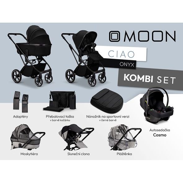 MOON CIAO KOMBI SET - ONYX - KOMBINACE S PŘÍSLUŠENSTVÍM - KOČÁRKY A PŘÍSLUŠENSTVÍ