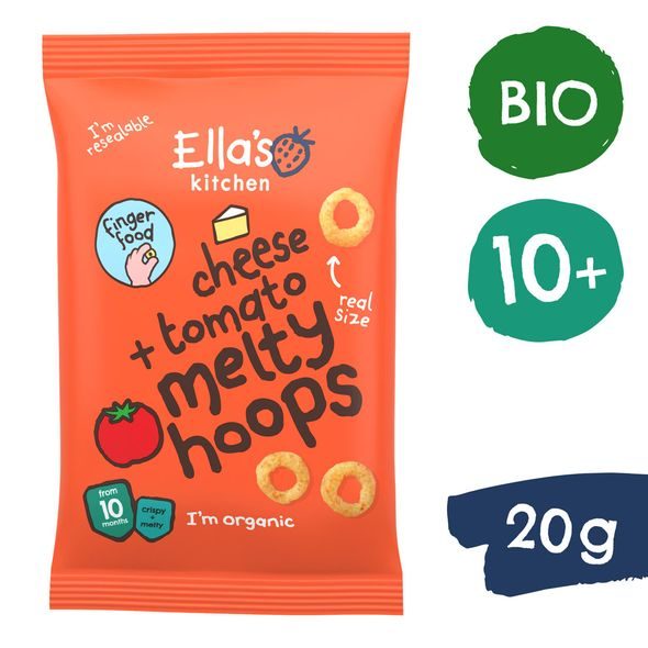 ELLA'S KITCHEN BIO KŘUPAVÉ KROUŽKY SE SÝREM A RAJČATY (20 G) - EXPIRACE 10.11.2026 - TYČINKY/SUŠENKY - KRMENÍ