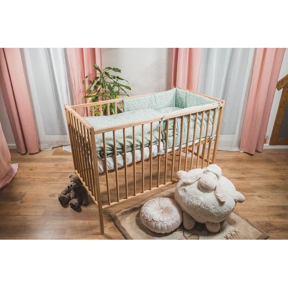 ENIE BABY POVLEČENÍ BAVLNĚNÉ ŠEDÉ S KVĚTY 100X135 A 40X60 CM - POVLEČENÍ DO POSTÝLKY - SPINKÁNÍ