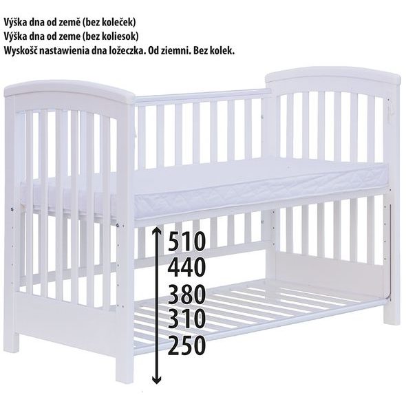 SCARLETT DĚTSKÁ POSTÝLKA K POSTELI RODIČŮ SCARLETT LAURA - BÍLÁ (BUK) - 120 X 60 CM - DŘEVĚNÉ POSTÝLKY - SPINKÁNÍ