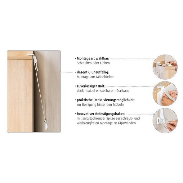 REER DRŽÁK NÁBYTKU ANTI-TIP KIT - BEZPEČNOST DĚTÍ V DOMÁCNOSTI - KOUPÁNÍ A ZDRAVÍ