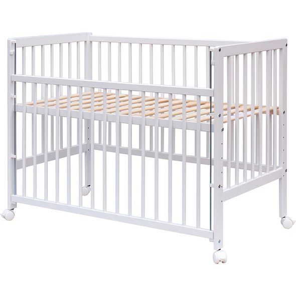 SCARLETT DĚTSKÁ POSTÝLKA SCARLETT FIRA - BÍLÁ (BUK) - STAHOVACÍ BOČNICE - 120 X 60 CM - DŘEVĚNÉ POSTÝLKY - SPINKÁNÍ