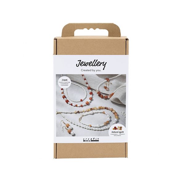 CREATIV COMPANY KREATIVNÍ SADA ŠPERKY S KORÁLKY S ACHÁTEM A JANTAREM - NAVLÉKÁNÍ - PRO DĚTI