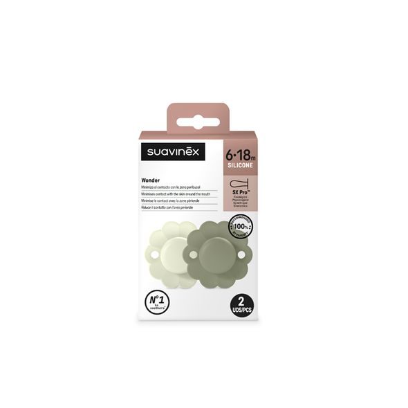 SUAVINEX DUDLÍK SX PRO FYZIOLOGICKÝ 2 KS WONDER 6/18M - ALMOST AQUA + HEDGE GREEN - ŠIDÍTKA A DOPLŇKY - KRMENÍ