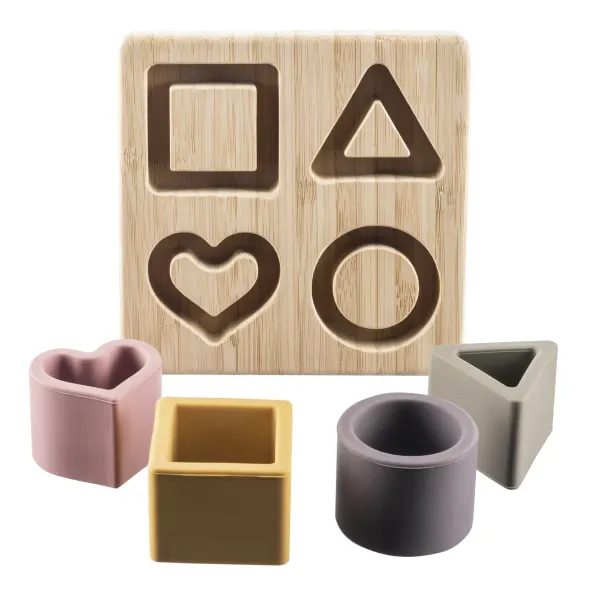 ZOPA SILIKONOVÁ BAMBUSOVÁ SKLÁDAČKA - VKLÁDÁNÍ TVARŮ - PRO DĚTI