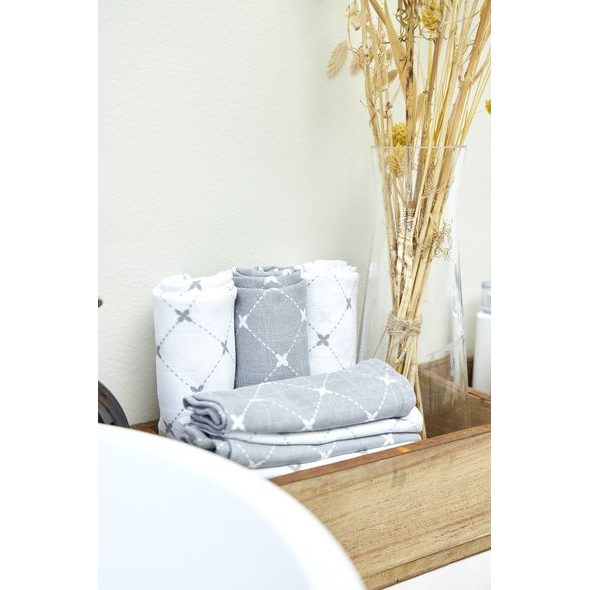 MEYCO MUŠELÍNOVÉ PLENY 70X70CM 3-BALENÍ - LOUIS GREY - LÁTKOVÉ PLENY SKLÁDANÉ - PŘEBALOVÁNÍ