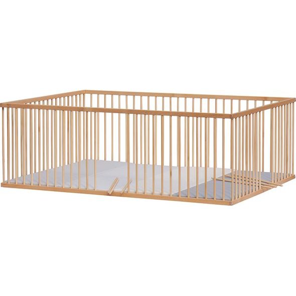 SCARLETT DĚTSKÁ DŘEVĚNÁ OHRÁDKA SCARLETT S LUXUSNÍ OMYVATELNOU ŽÍNĚNKOU M-ŠEDÁ, BUK 200 X 140 X 70CM - OHRÁDKY - KOUPÁNÍ A ZDRAVÍ