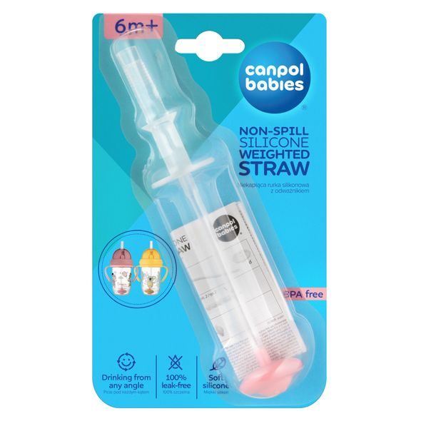 CANPOL BABIES NEVYLÉVACÍ SLÁMKA SE ZÁVAŽÍM PRO HRNEČKY 56/606 A 56/607 1KS RŮŽOVÁ - PŘÍSLUŠENSTVÍ K HRNEČKŮM - KRMENÍ