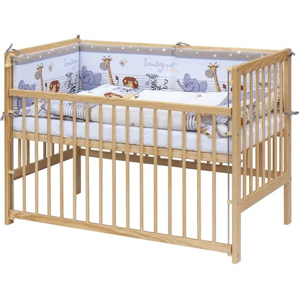 SCARLETT DĚTSKÁ POSTÝLKA S KOMPLETNÍ VÝBAVOU ZOO 120 X 60 CM BÉŽOVÁ - DŘEVĚNÉ POSTÝLKY - SPINKÁNÍ