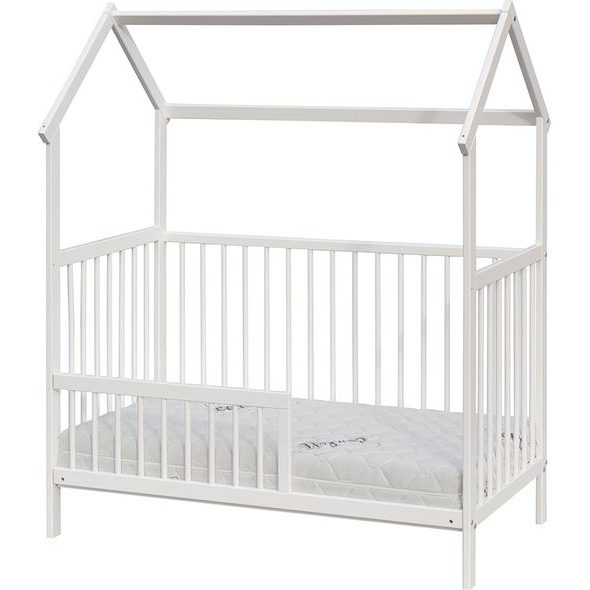SCARLETT DĚTSKÁ POSTÝLKA DOMEČEK RIKA S VYNDAVACÍMI PŘÍČKAMI BOROVICE BÍLÁ 120 X 60 CM - DŘEVĚNÉ POSTÝLKY - SPINKÁNÍ
