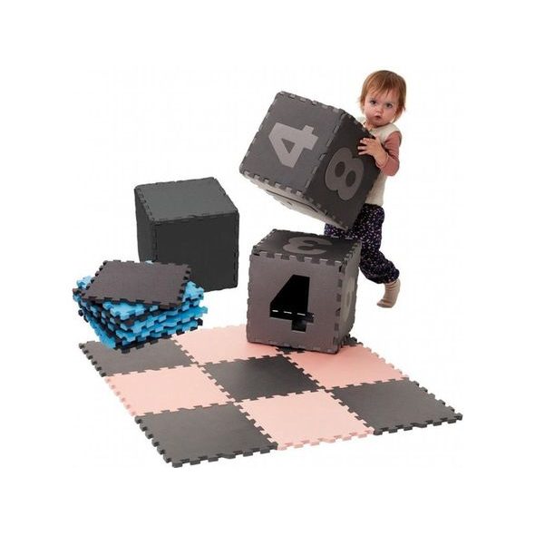 BABYDAN HRACÍ PODLOŽKA PUZZLE DUSTY GREY 90X90 CM - HRACÍ PODLOŽKY NA ZEM - SPINKÁNÍ