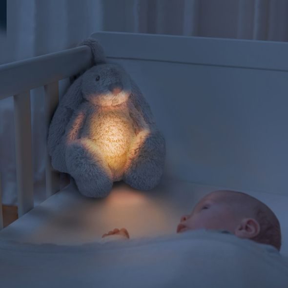 ZAZU KRÁLÍČEK RO BÍLÝ - ŠUMÍCÍ ZVÍŘÁTKO S NOČNÍM SVĚTLEM A USB NABÍJENÍM - USÍNÁČCI ŠUMÍCÍ / S TLUKOTEM - PRO DĚTI