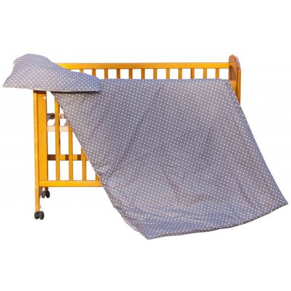 SCARLETT DĚTSKÉ POVLEČENÍ 2-DÍLNÉ PUNTÍK ŠEDÁ 100X135CM - POVLEČENÍ DO POSTÝLKY - SPINKÁNÍ