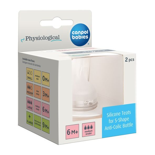 CANPOL BABIES SAVIČKA SILIKONOVÁ K LAHVI S-SHAPE 6M+ 2KS STŘEDNÍ - SAVIČKY A PÍTKA - KRMENÍ