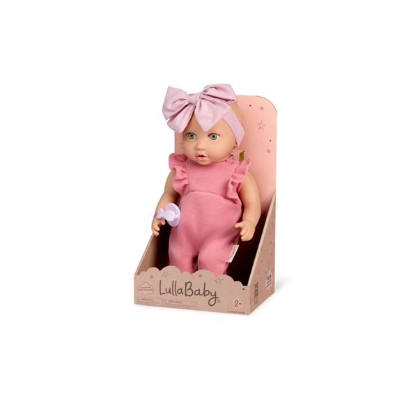 LULLA BABY PANENKA 35 CM V OVERALU S ČELENKOU PINK - PANENKY - PRO DĚTI