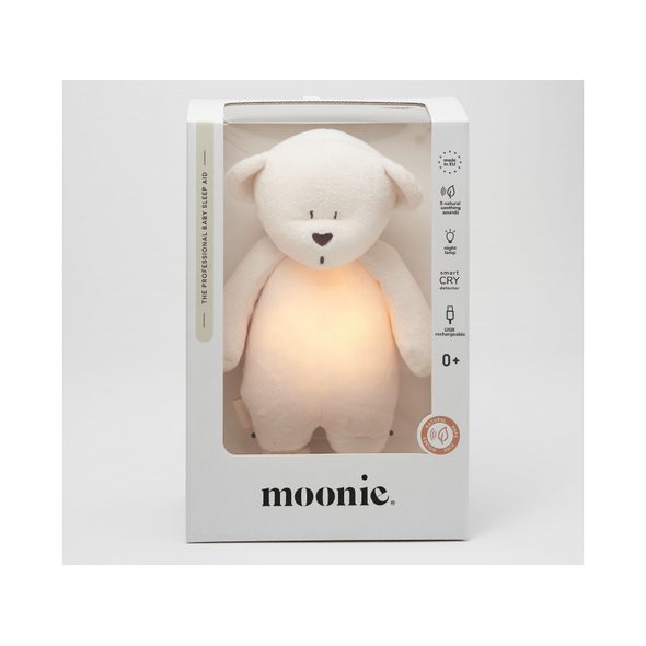 MOONIE USÍNÁČEK MEDVĚD 2.0 CREAM - USÍNÁČCI ŠUMÍCÍ / S TLUKOTEM - PRO DĚTI