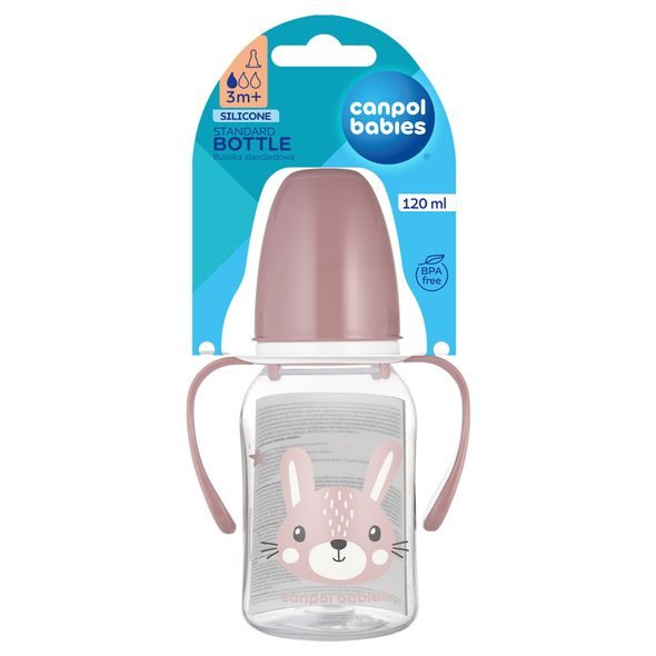 CANPOL BABIES LAHEV ÚZKOHRDLÁ S ÚCHYTY CUTE ANIMALS 120ML ZAJÍC - KOJENECKÉ LAHVE - KRMENÍ