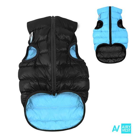 AIRY VEST BUNDA PRO PSY ČERNÁ/MODRÁ M 45 - KOMBINÉZY A BUNDY PRO PSY - CHOVATELSKÉ POTŘEBY MALVÍKZOO