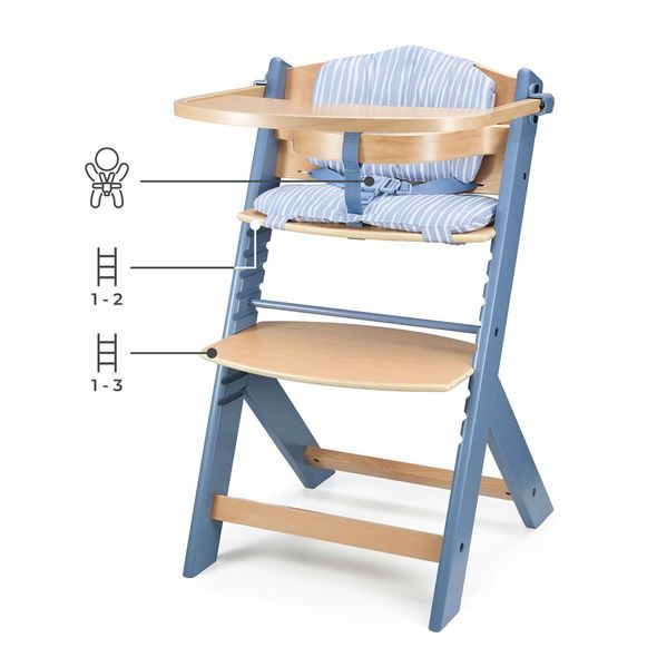KINDERKRAFT ŽIDLIČKA JÍDELNÍ ENOCK NORDIC BREEZE S POLŠTÁŘEM - JÍDELNÍ ŽIDLIČKY DŘEVĚNÉ - KRMENÍ