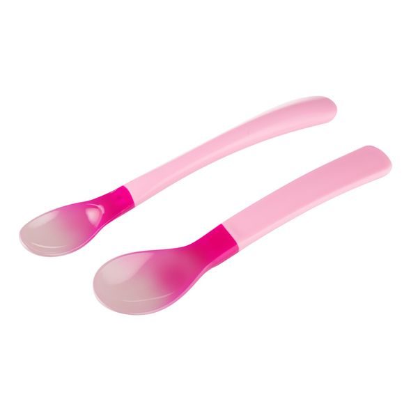 CANPOL BABIES PLASTOVÉ LŽIČKY TERMO 2KS RŮŽOVÉ - LŽIČKY A PŘÍBORY - KRMENÍ