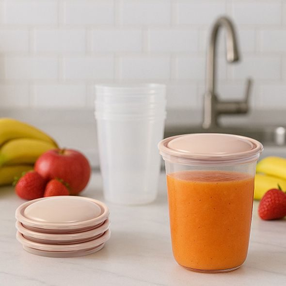 BABYONO NÁDOBY NA SKLADOVÁNÍ A MRAZENÍ POTRAVIN 4 KUSY BÉŽOVÉ - USKLADNĚNÍ JÍDLA - KRMENÍ