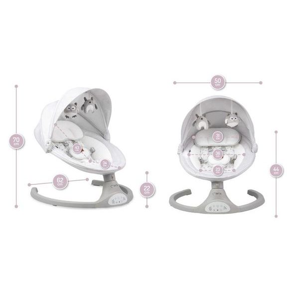 MOMI ELEKTRICKÁ HOUPAČKA KENANI SVĚTLE ŠEDÁ - LEHÁTKA A HOUPADLA - SPINKÁNÍ
