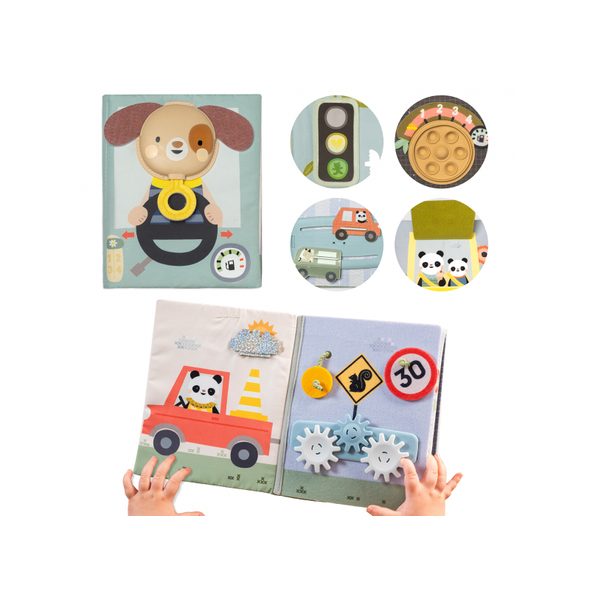 TAF TOYS KNÍŽKA S AKTIVITAMI TINY TRAVELER BUSY BOOK - AKTIVNÍ HRAČKY - PRO DĚTI