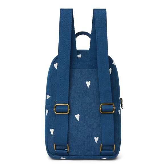 STUDIO NOOS DENIM MINI BACKPACK - BATŮŽEK | DARK BLUE WHITE HEARTS - BATOHY A TAŠKY - PRO DĚTI