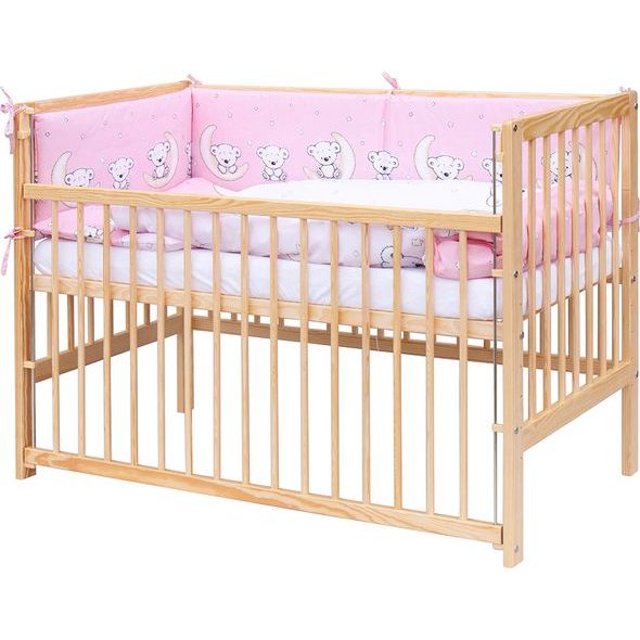 SCARLETT DĚTSKÁ POSTÝLKA S KOMPLETNÍ VÝBAVOU SCARLETT 120 X 60 CM - TORO - RŮŽOVÁ - DŘEVĚNÉ POSTÝLKY - SPINKÁNÍ